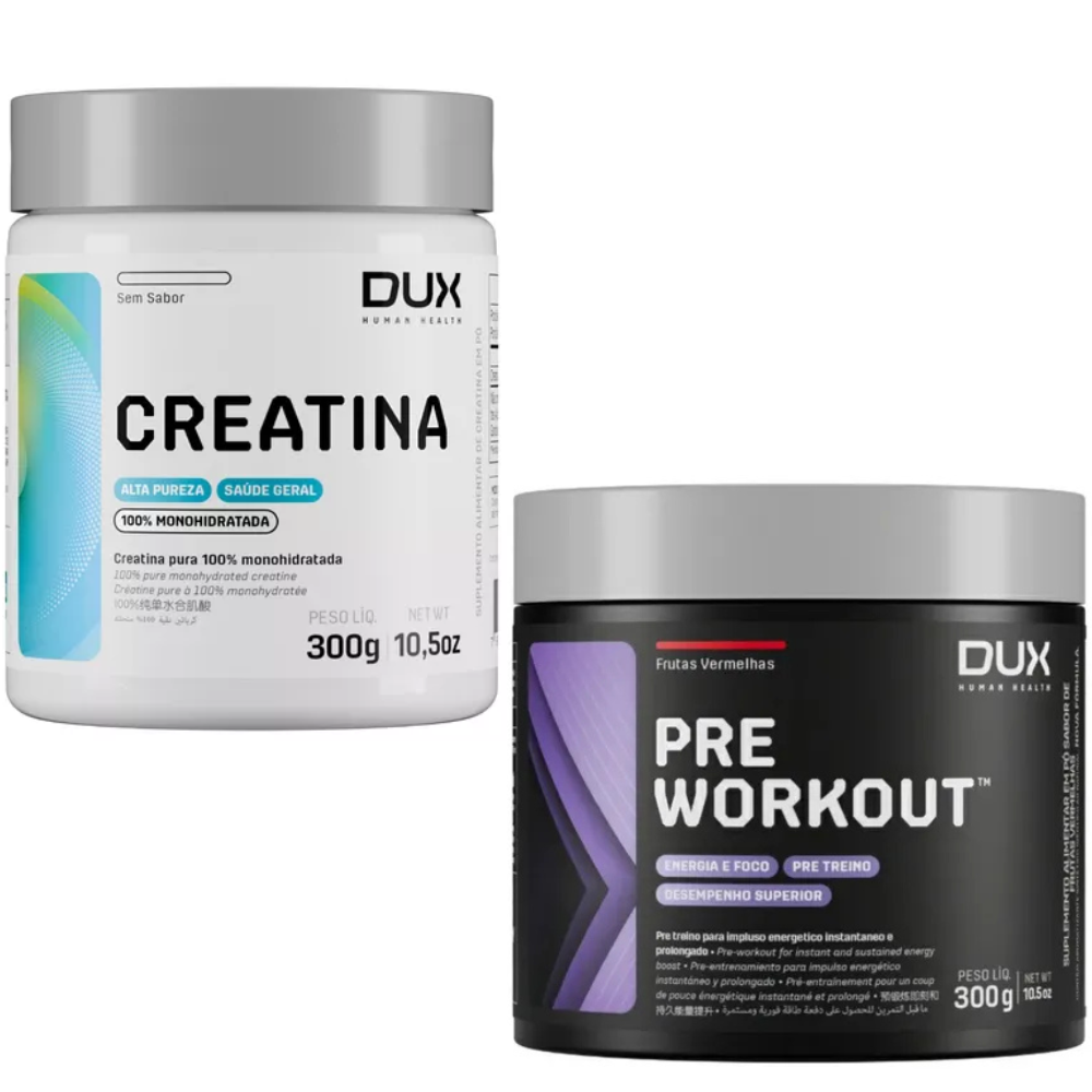 COMBO CREATINA  MONOHIDRATADA  PRÉ TREINO FRUTAS VERMELHAS