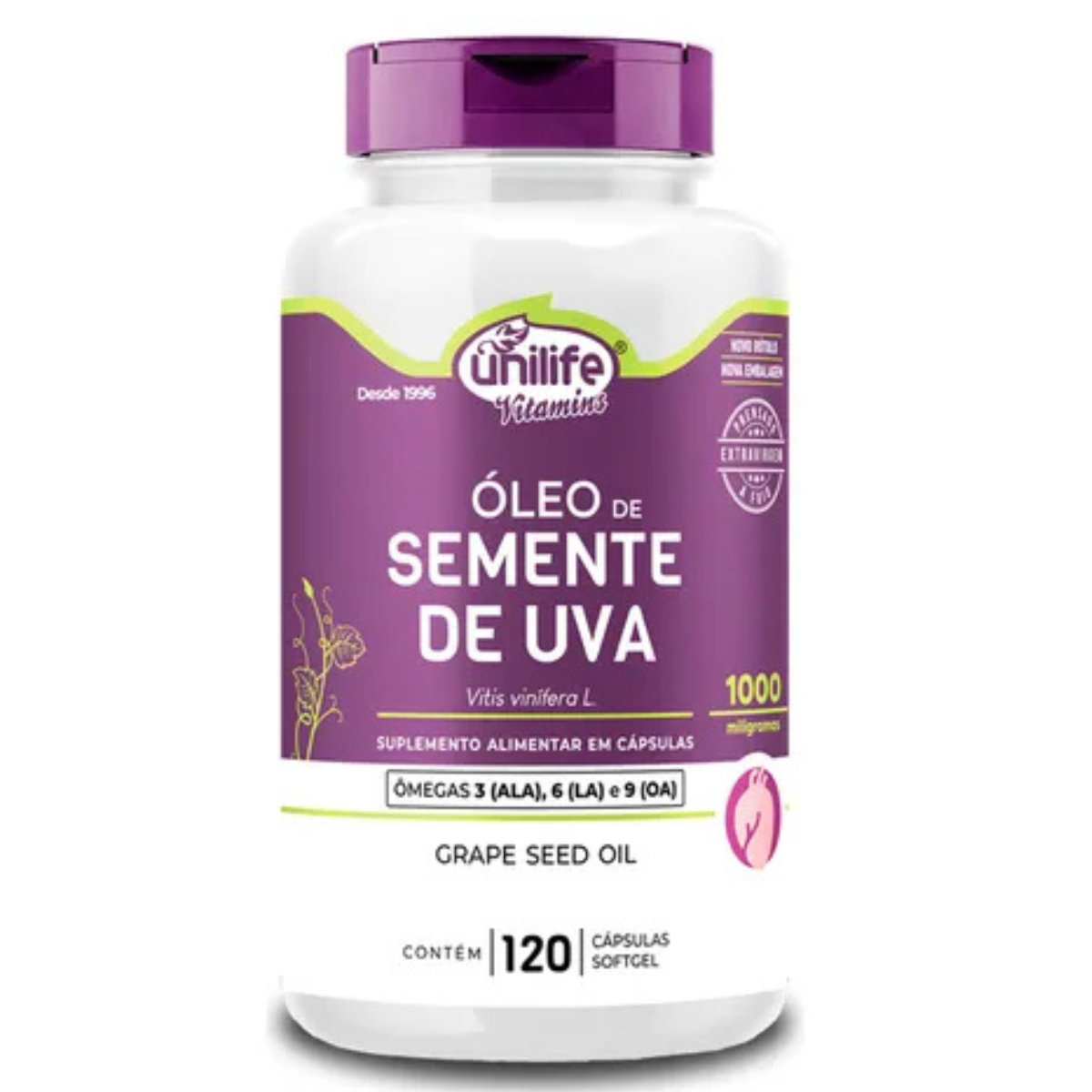 Óleo de semente de uva Unilife 120 cápsulas