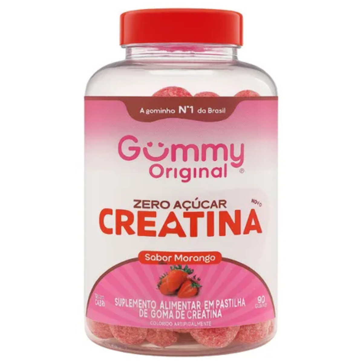 Creatina Gummy em Gomas Sabor Morango 90un Zero Açúcar