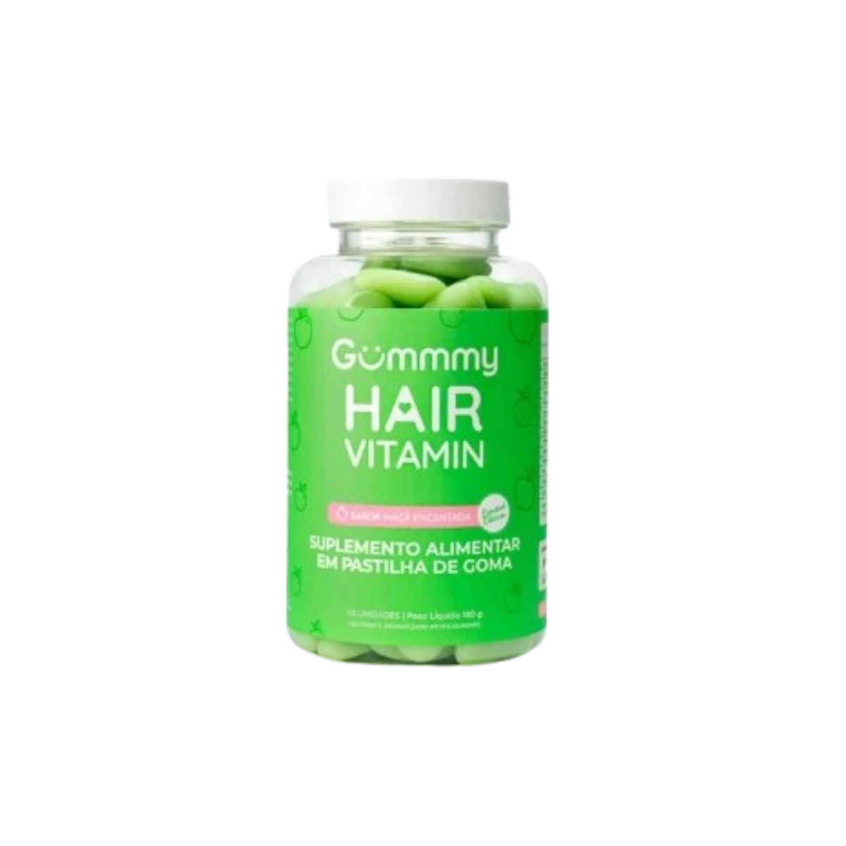 GUMMY HAIR VITAMINA MAÇA VERDE COM 60 GOMAS