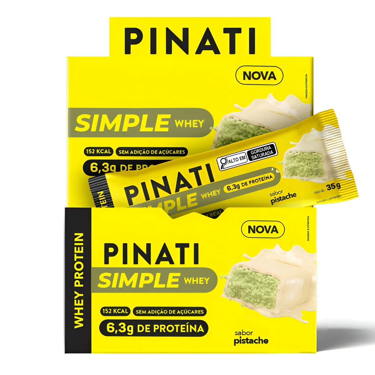 Barra De Proteína Whey Zero Açucar Pistache 35g Caixa C/16 Unidades  Pinati