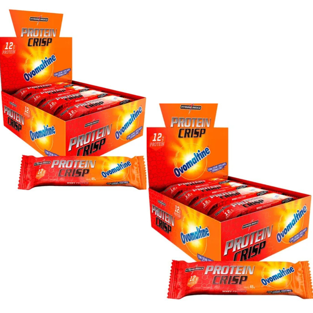 KIT 2X BARRA DE PROTEINA WHEY PROTEIN CRISP BAR OVOMALTINE 24 Unidades