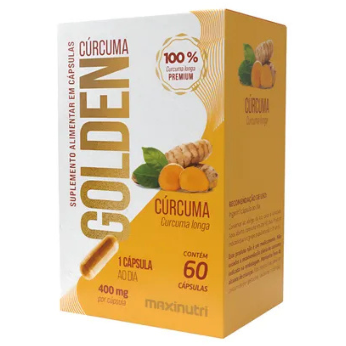 Cúrcuma Golden Premium 400mg 60 Cápsulas Sem Sabor Maxinutri