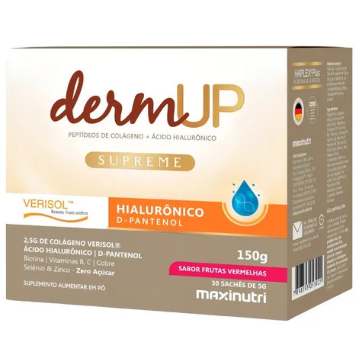 MaxiNutri Dermup Supreme Verisol + Ácido Hialurônico (30 Sachês) Frutas Vermelhas