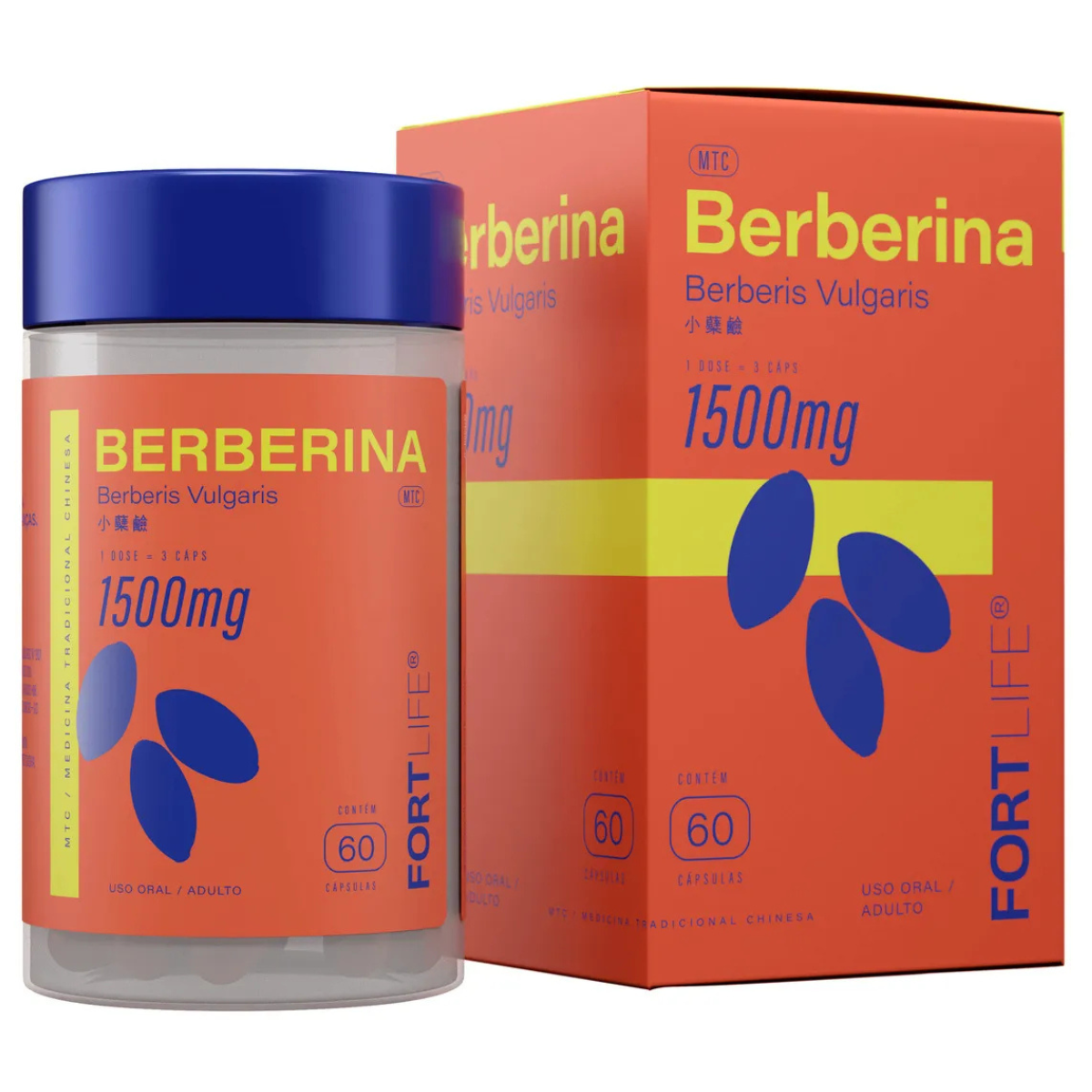 Berberina Vulgaris 1500mg 60 Cápsulas Fortlife Sem Sabor