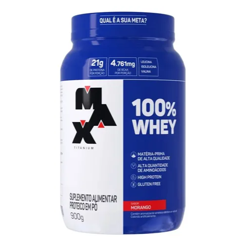 WHEY 100% MORANGO 900G - MAX TITANIUM