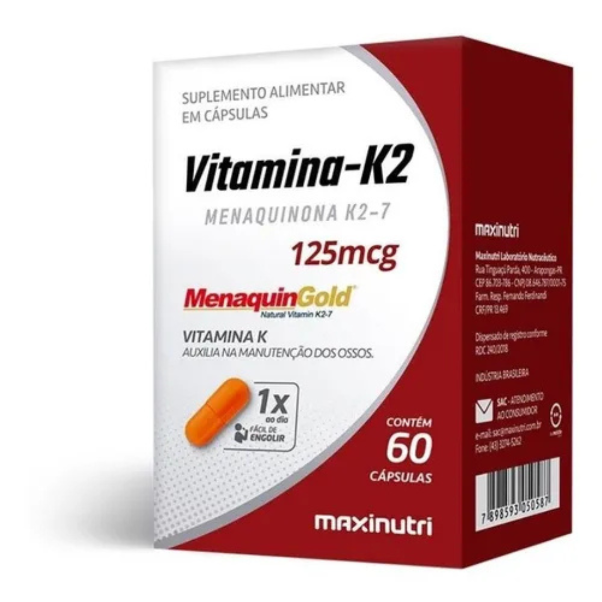 Vitamina K2 Maxinutri 125mcg 60 cápsulas