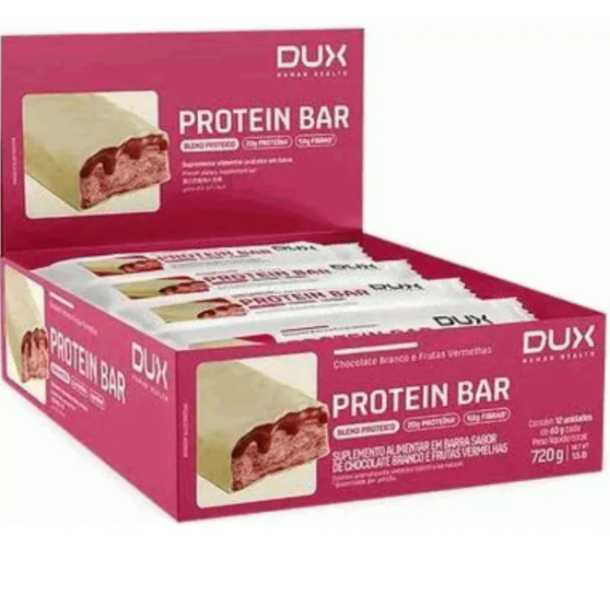 Barra De Proteína 12 Unidades Dux Nutrition Chocolate Branco/Frutas Vermelhas