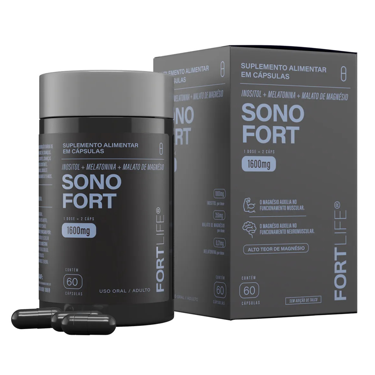 Sonofort 1600mg 60 Cápsulas Fortlife Sabor Sem Sabor