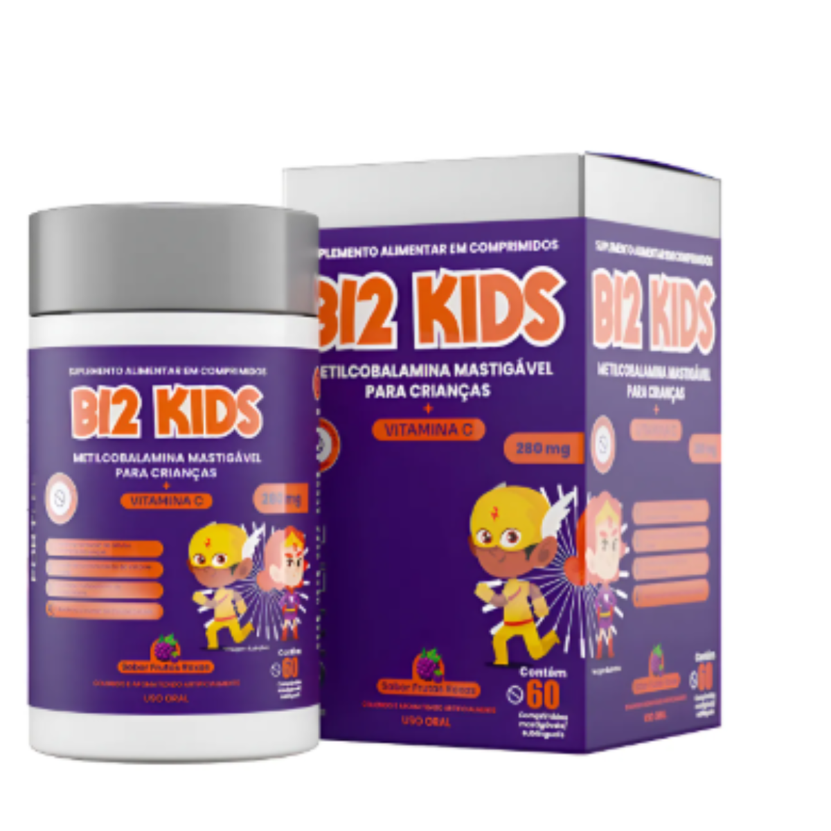 Suplemento Alimentar Kids B12 60cmp Mastigável Fortlife Sabor Sem Sabor