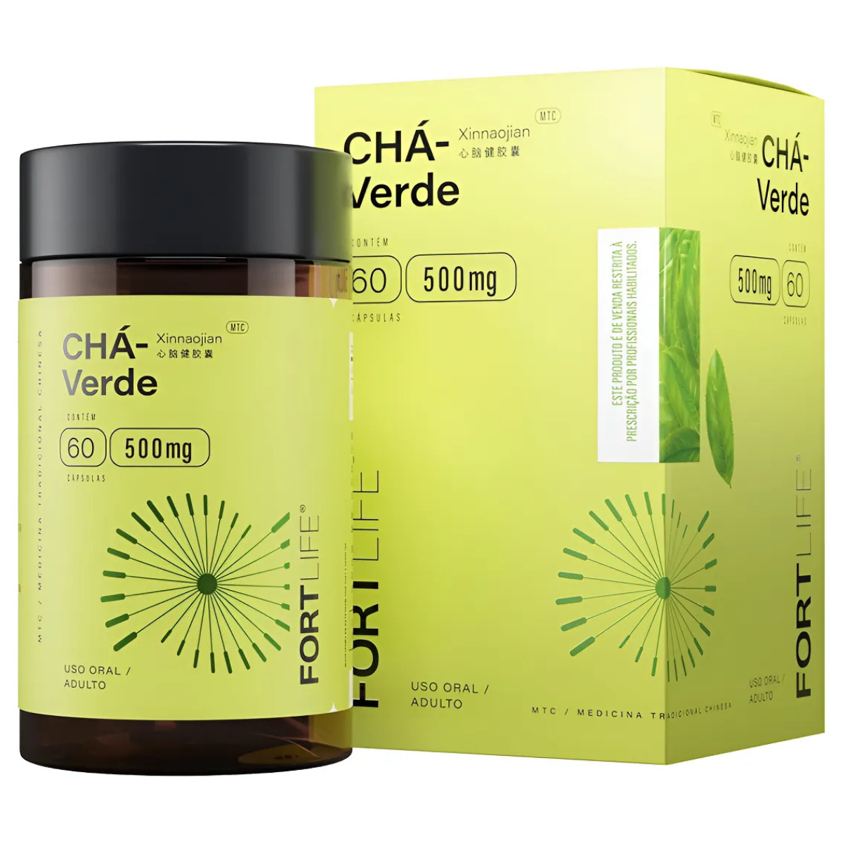 Chá-verde Camellia Sinensis 500mg 60 Cápsulas Fortlife Sem Sabor